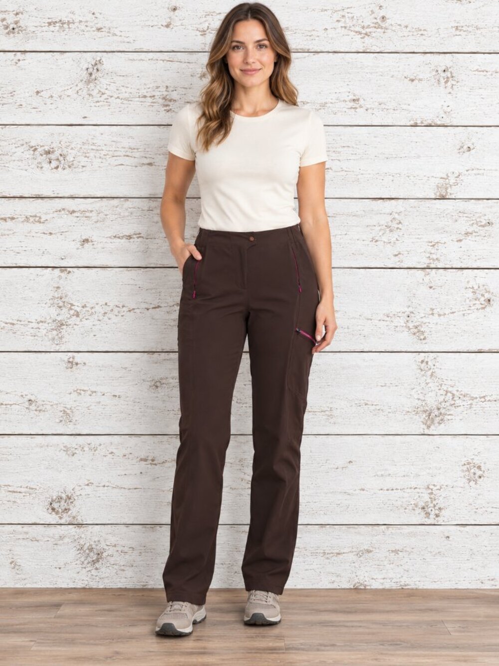 Title Nine Brown Hiking Pants with Pink Zippers | Size 12